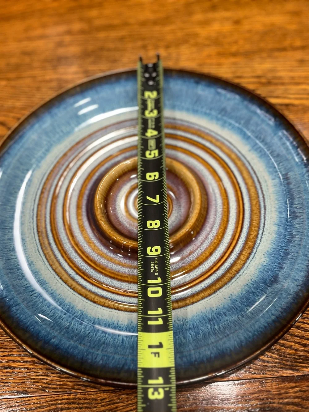 12” Blue & Brown Studio Pottery Platter/Serving Dish or Decor Handmade Artsy